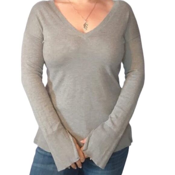 Poof New York Tops - Poof New York Gray Bell Sleeve Sweater Medium